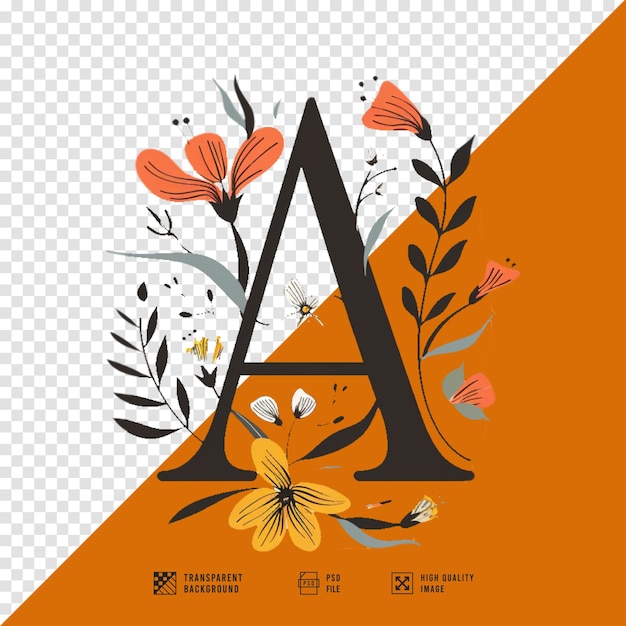 HD quality image of the letter A flower logo without background