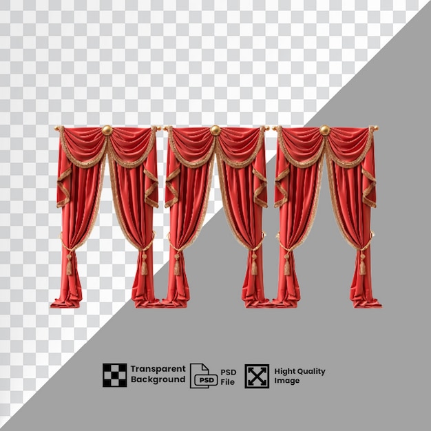 HD quality image of red velvet curtain with transparent gold edges