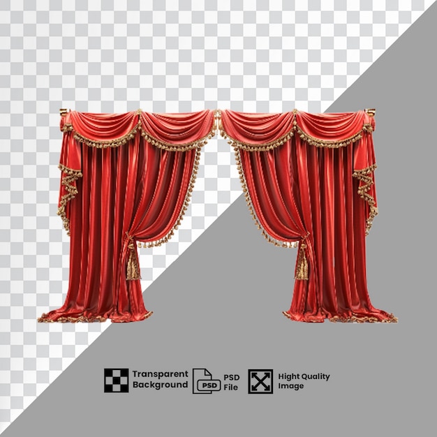 HD quality image of red velvet curtain with transparent gold edges