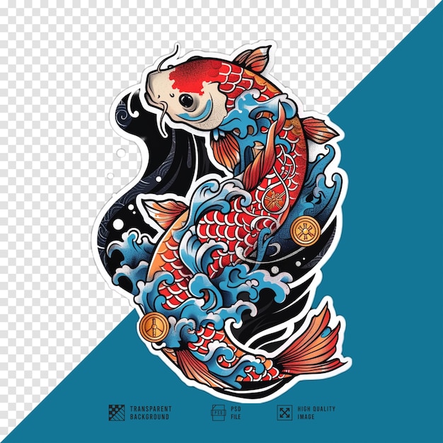 HD quality koi fish tattoo sketch without background