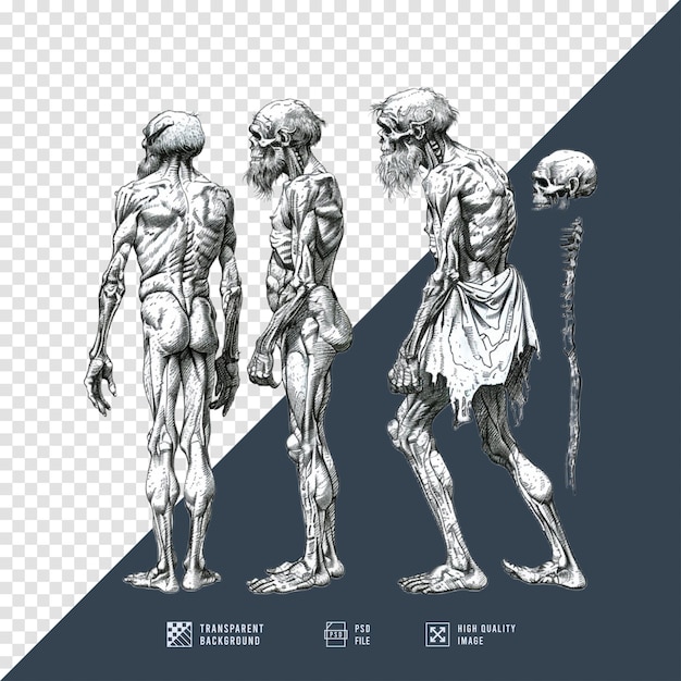 PSD hd quality outline image of ancient humans without background