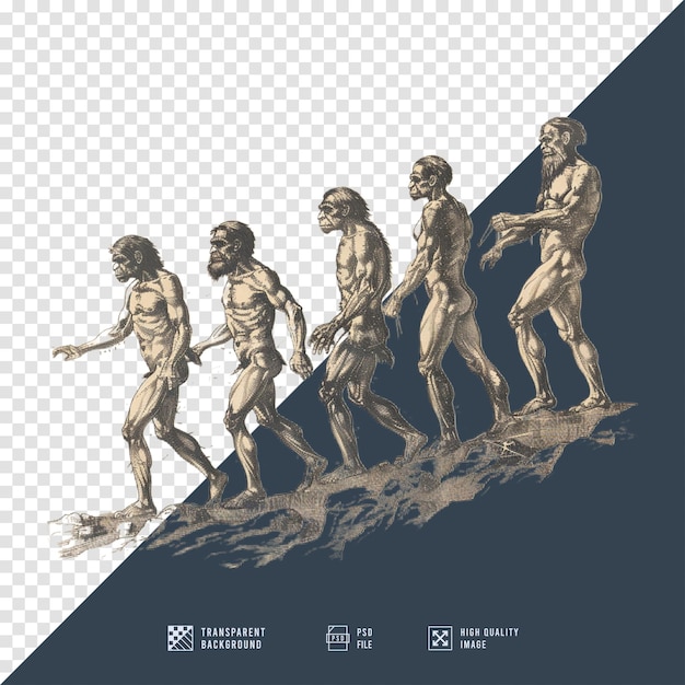 HD quality outline image of ancient humans without background