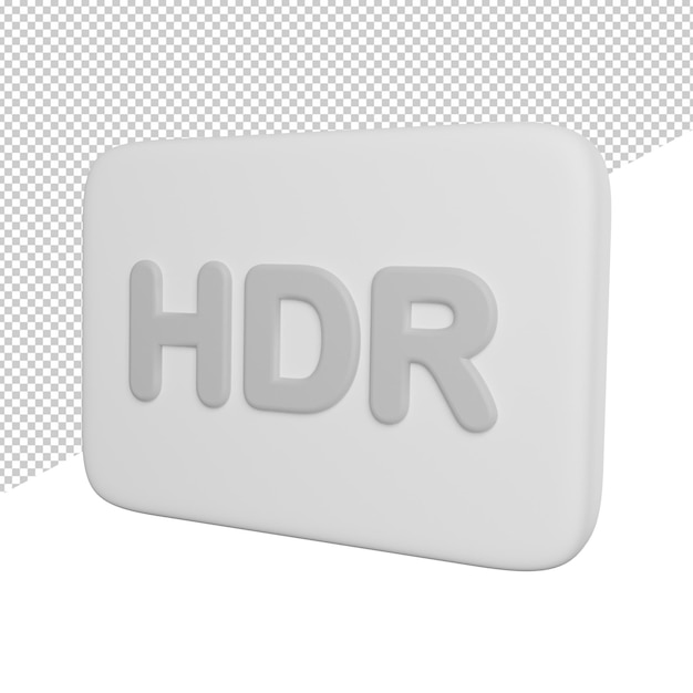 HDR Button Sign side view 3d rendering icon illustration on transparent background