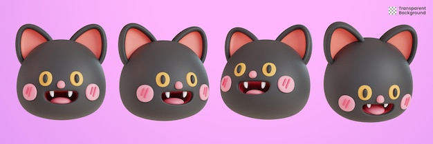 head of black cat 3d illustration