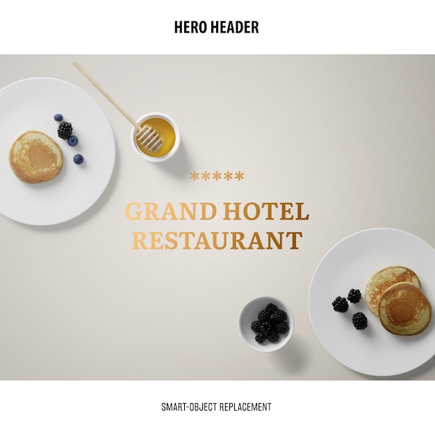 Header restaurant Mockup. 