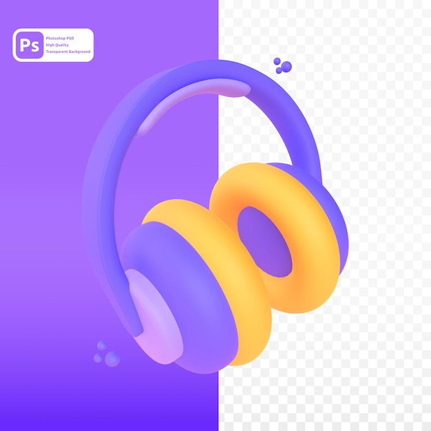 Headphone in 3d render for graphic asset web presentation or other