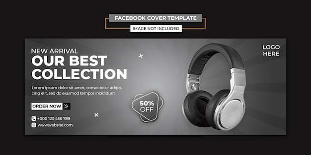 Headphone brand product social media and facebook cover post template