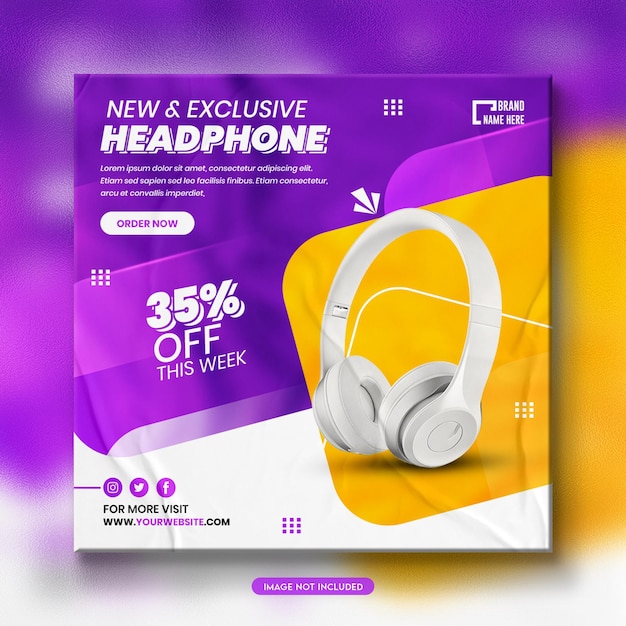 headphone brand product social media instagram banner template