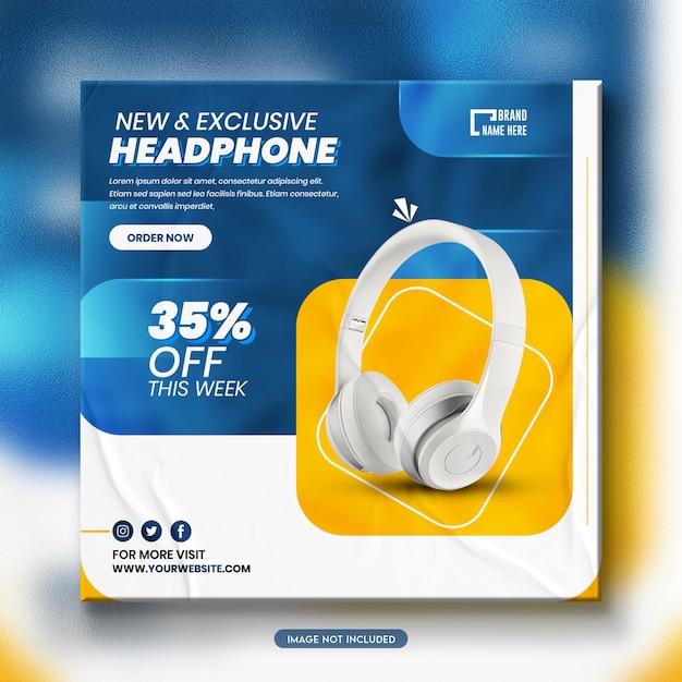 headphone brand product social media instagram banner template