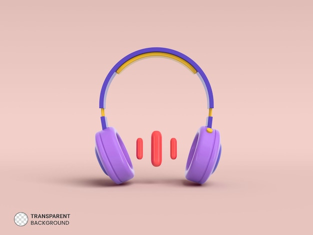 Headphone headset icon Isolated 3d render illustration