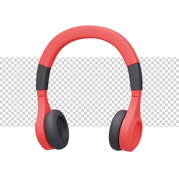 PSD headphone music gaming podcast with red and black color in simple design 3d rendering icon