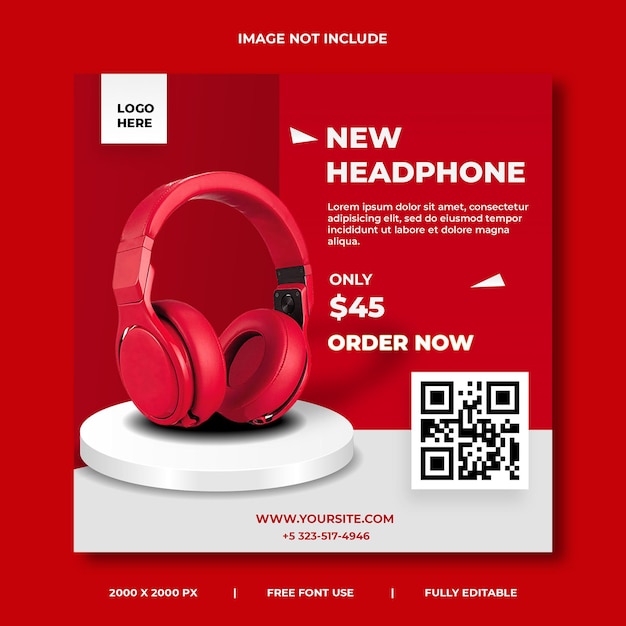 Headphone music Social Media Template