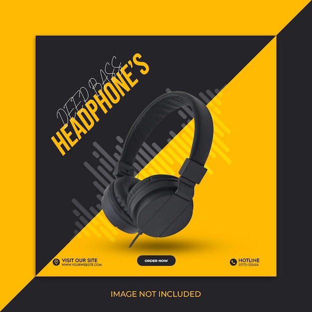 Headphone's social media post and banner template