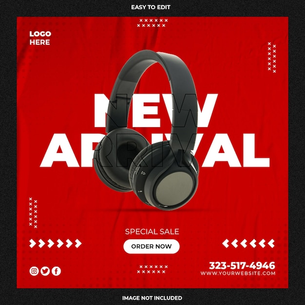 Headphone sale social media post template