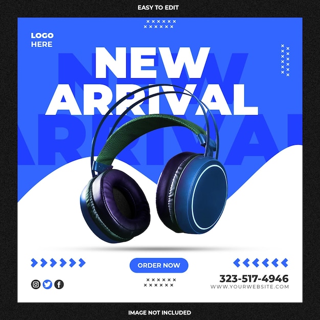 Headphone sale social media post template