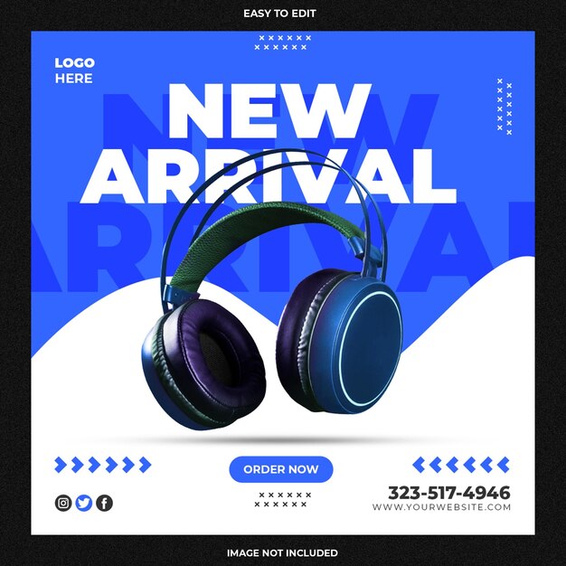 PSD headphone sale social media post template