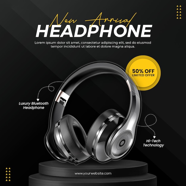 PSD headphone social media post template