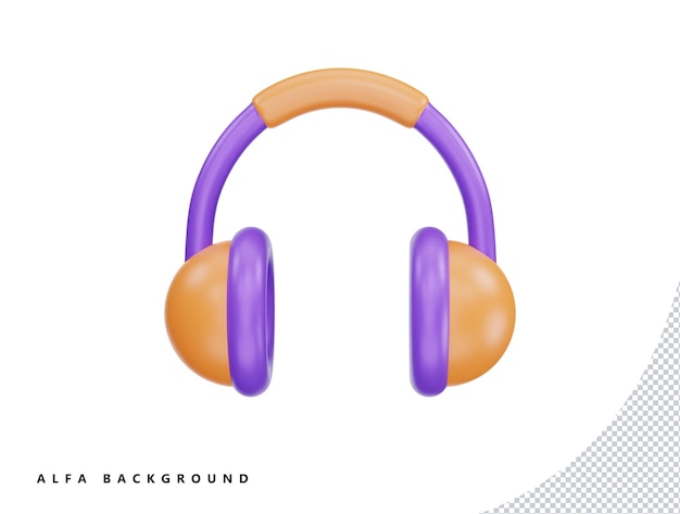 Headphone with 3d vector icon cartoon minimal style