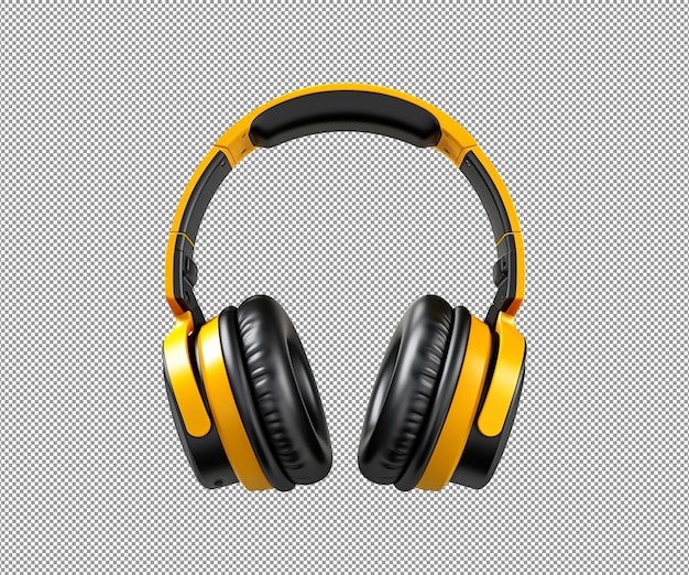 Headphone Yellow Color on Transparent Background