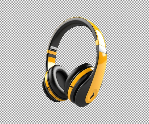 Headphone Yellow Color on Transparent Background