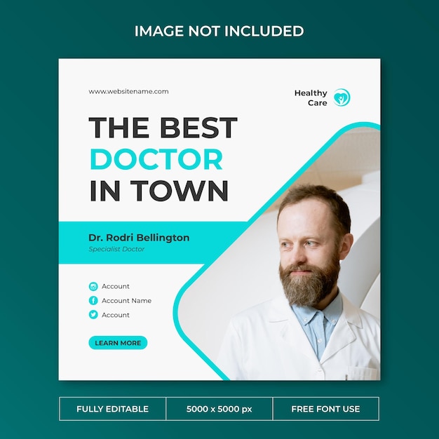 Health care instagram post social media template