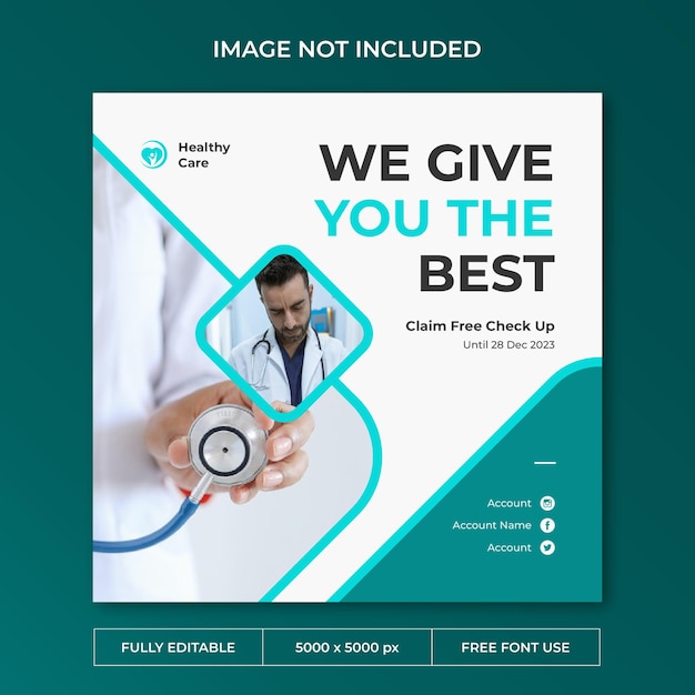 Health care instagram post social media template