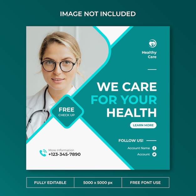 Health care instagram post social media template