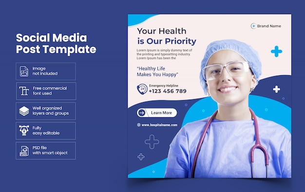 Health Care Social Media Banner Design Template