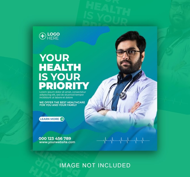 health care social media design instragram post template