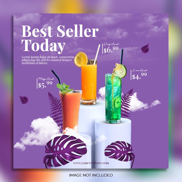 Health drink menu promotion social media instagram post banner template