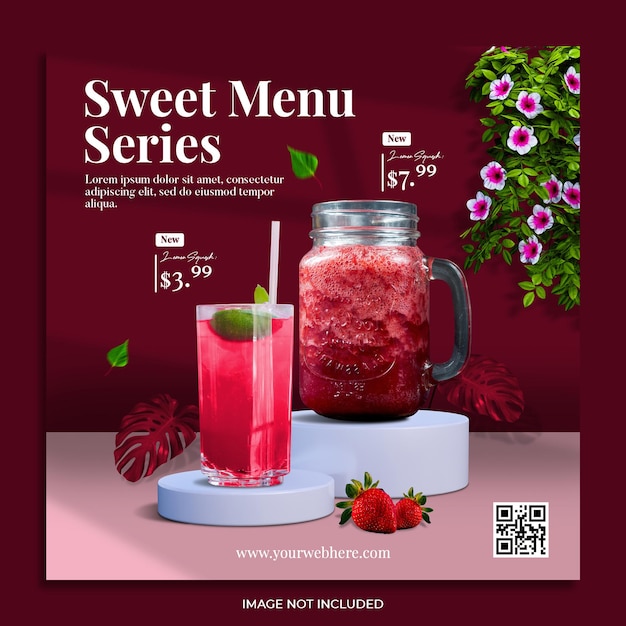 Health drink menu promotion social media instagram post banner template