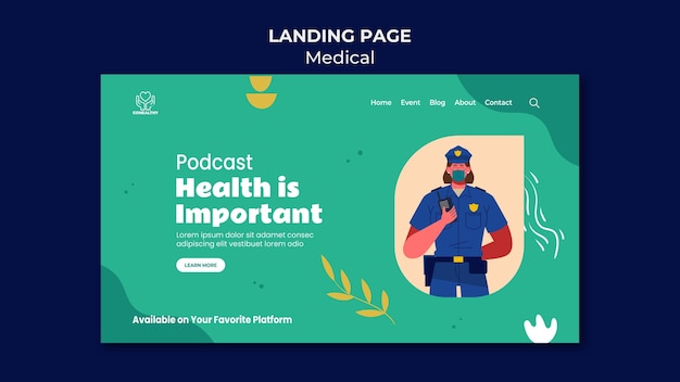 Health podcast landing page template