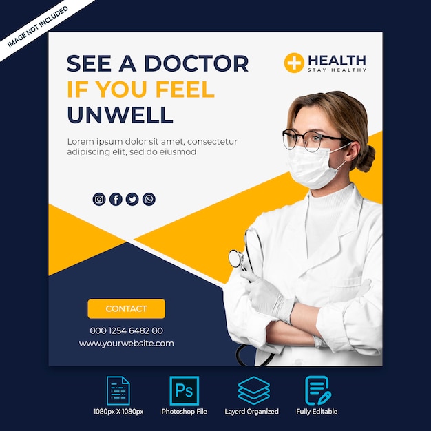 Healthcare banner template with virus prevention