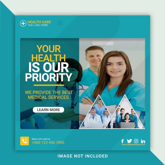 Healthcare consultant medical clinic doctor social media square banner ads post or flyer template