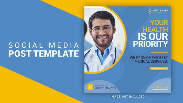 Healthcare consultant medical clinic doctor social media square banner ads post or flyer template