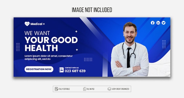 Healthcare medical Facebook cover design PSD Premium