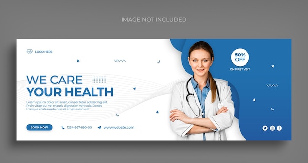 Healthcare and medical social media web banner and Facebook cover photo design template