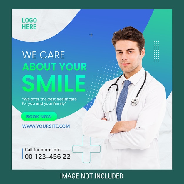 PSD healthcare social media banner instagram post template, medical, dental social media banner ad