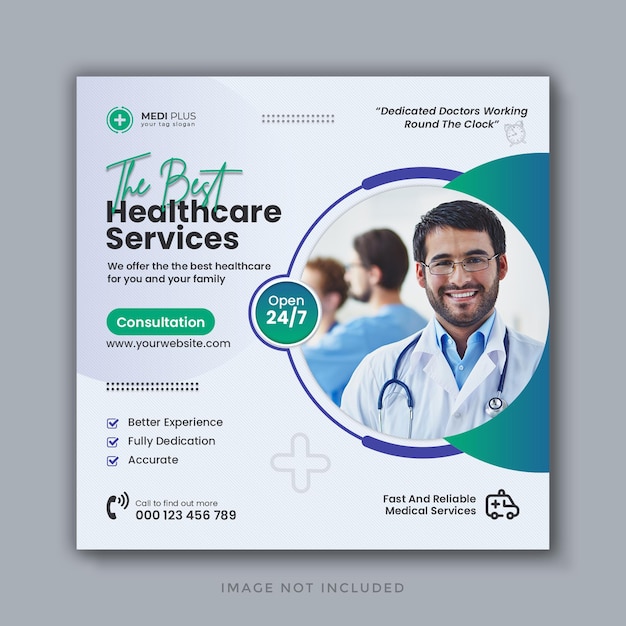 Healthcare social media post flyer and web banner template