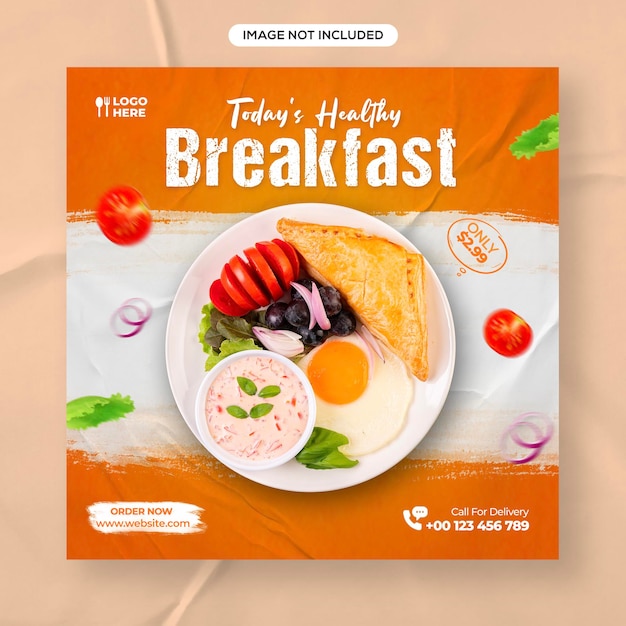 PSD healthy breakfast food promotion social media instagram post banner template