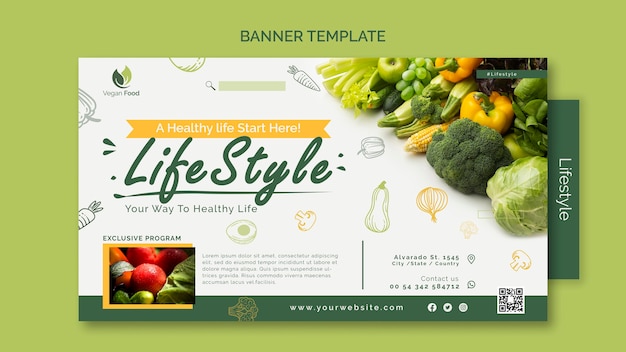 Healthy eating lifestyle banner template