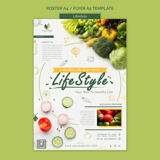 Healthy eating lifestyle poster template