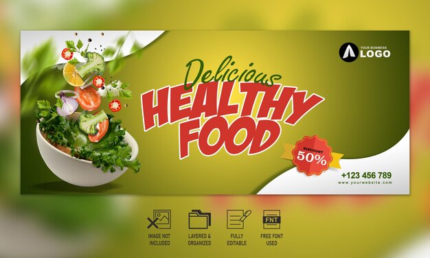 PSD healthy food banner template design psd file