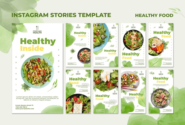 Healthy food concept instagram stories template