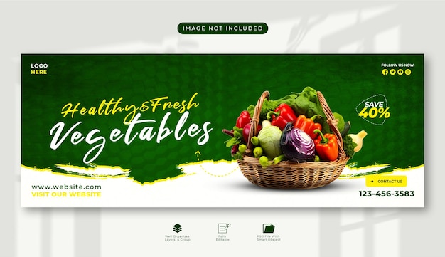 PSD healthy food cover design vegetable food cover design facebook banner design