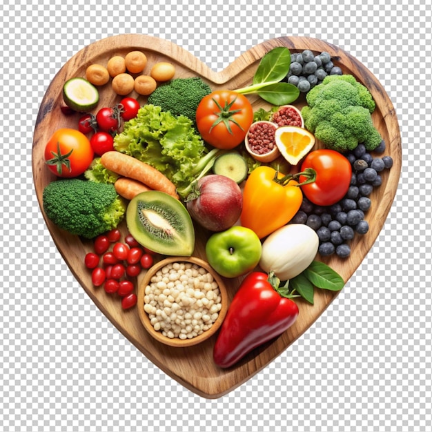 healthy food in heart and cholesterol diet concept transparent background