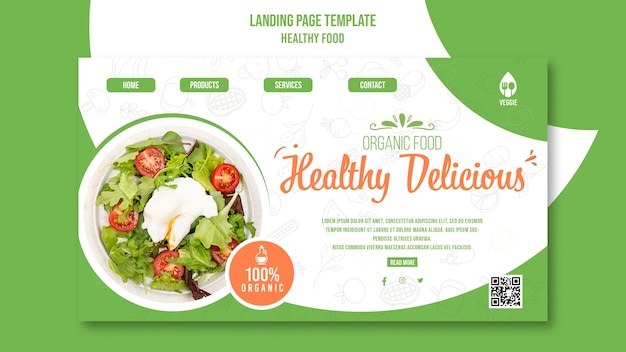 Healthy food landing page template