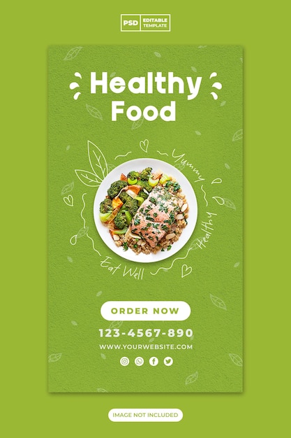 Healthy food menu social media promotion for instagram and facebook story banner template