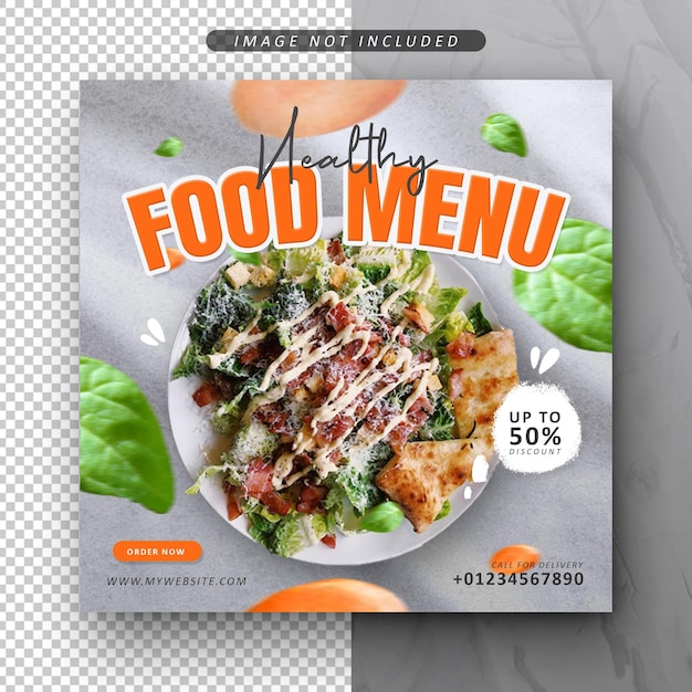 Healthy food menu social media promotion post feed banner template