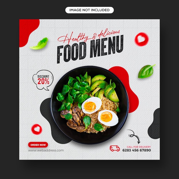 Healthy food promotion social media and instagram post banner template